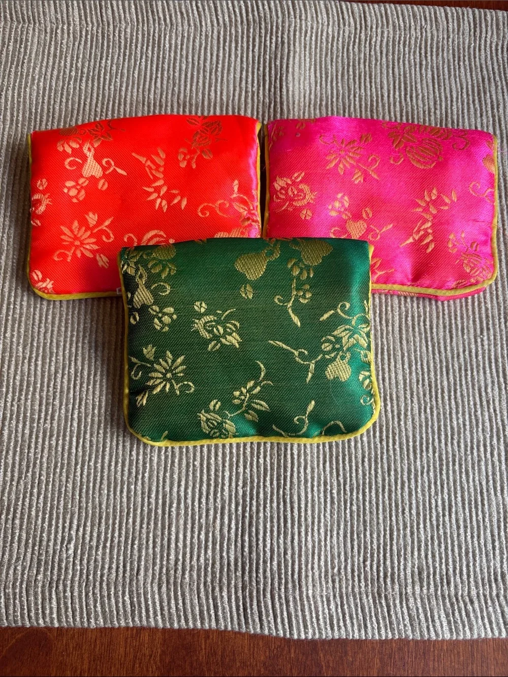 *Lot of 3* Floral Chinese Fabric Jewelry Pouches